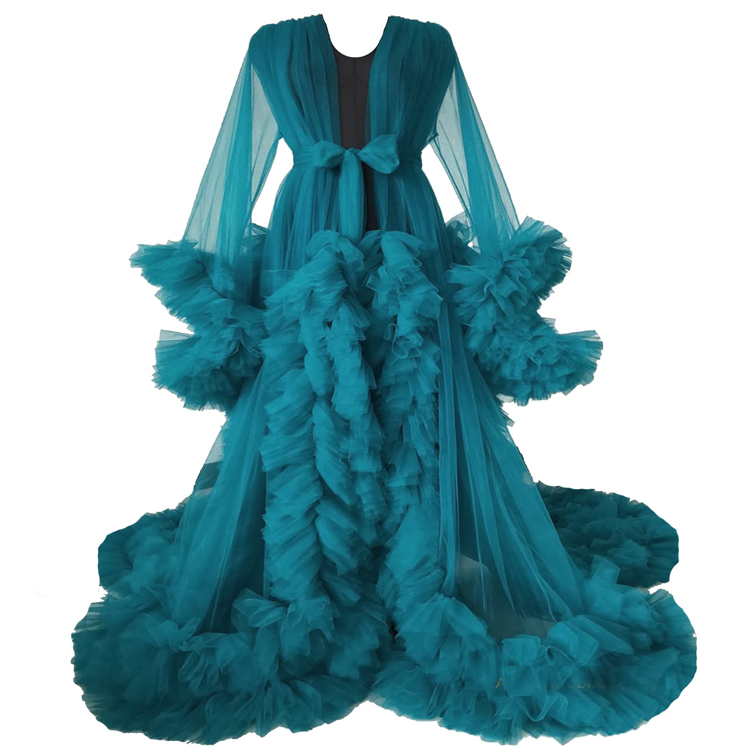 Elegant Tulle Maternity Robe - Long Bridal Nightgown & Bathrobe for Pregnancy Photoshoots | Comfortable Nursing Gown for Baby Showers, Maternity Photos & Special Occasions
