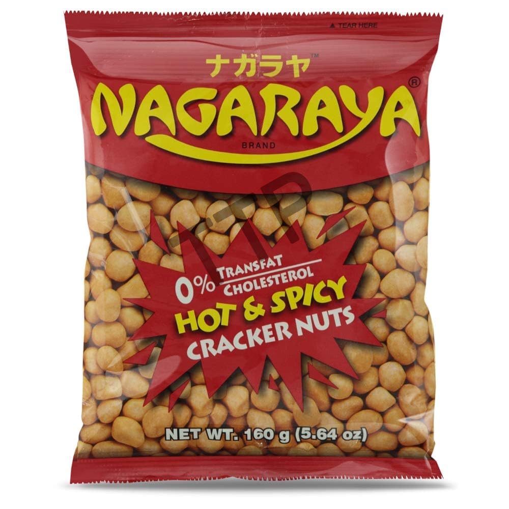 Nagaraya Hot & Spicy Cracker Nuts - 5.64oz (Pack of 12) - Crunchy Snack for Parties, Road Trips & Movie Nights
