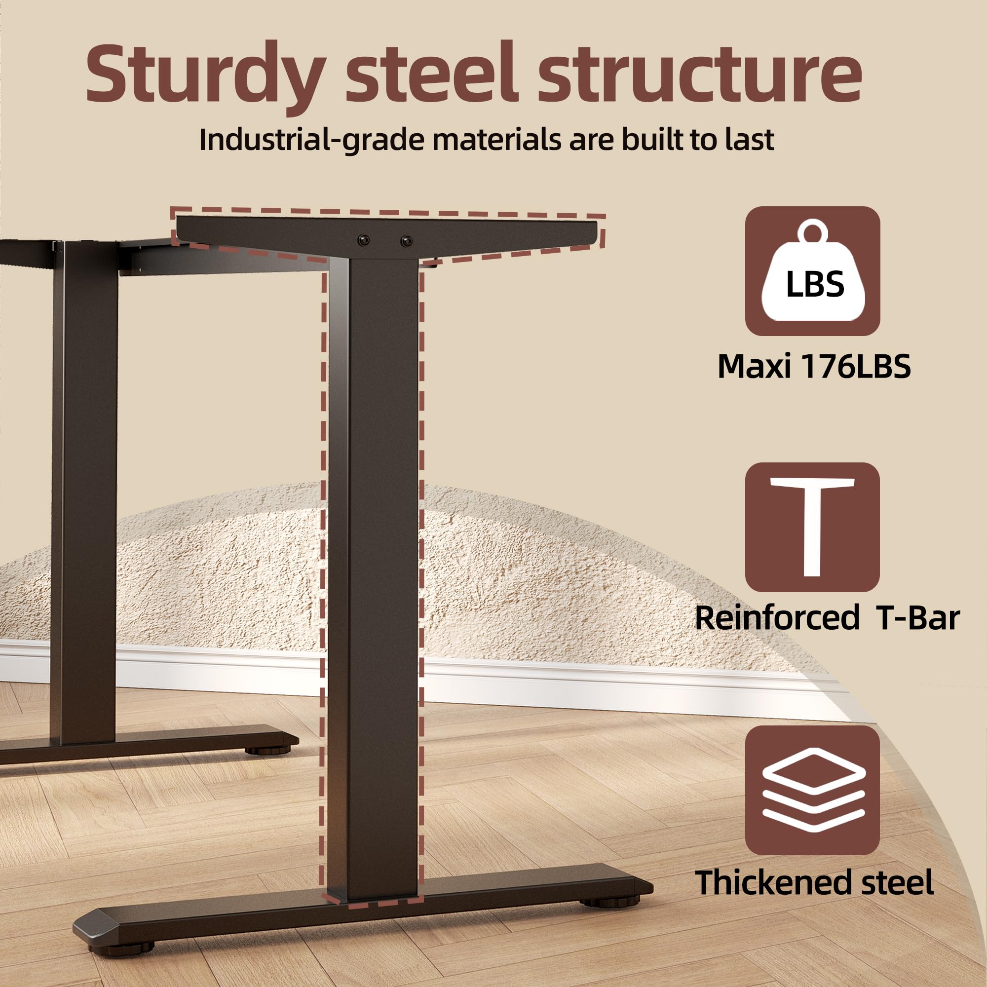 TIQLAB 47 Inch Computer Desk with T-Shaped Legs - Modern Home Office Desk for Gaming, Study & Work - Sturdy Writing Workstation (Black) - Perfect for Small Spaces & Home Offices