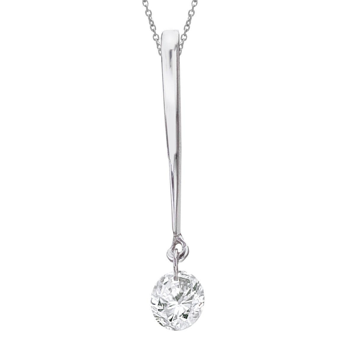 14K White Gold Diamond Pendant Necklace with 18 Inch Chain - Elegant Jewelry Gift for Women, Perfect for Weddings, Anniversaries & Special Occasions