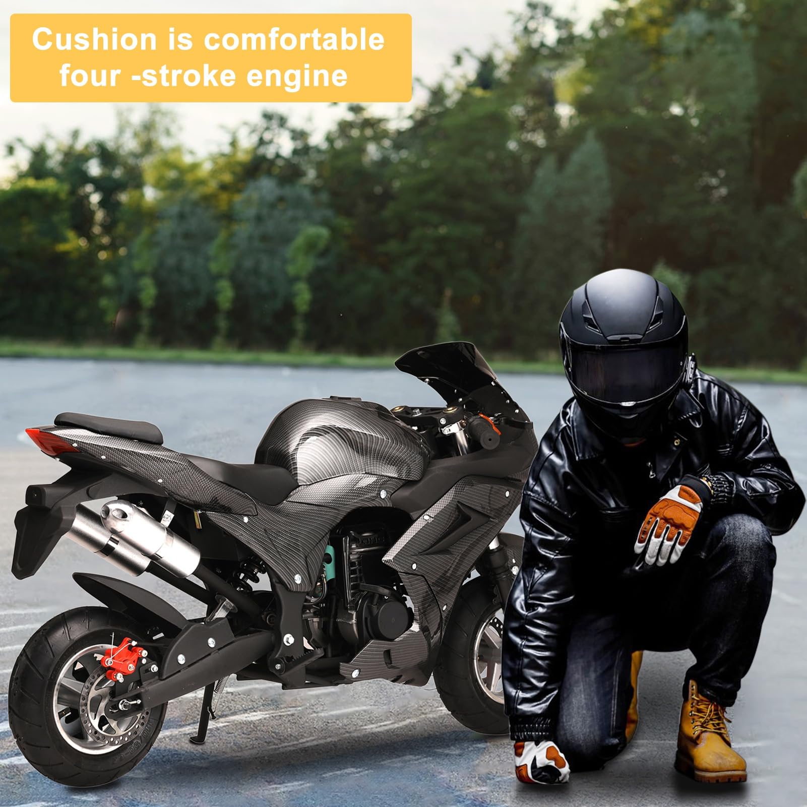 49cc 4-Stroke Mini Motorcycle for Kids - Off-Road Gas Bike with Dual Headlights & Disc Brakes - Perfect for Backyard Racing & Trail Riding