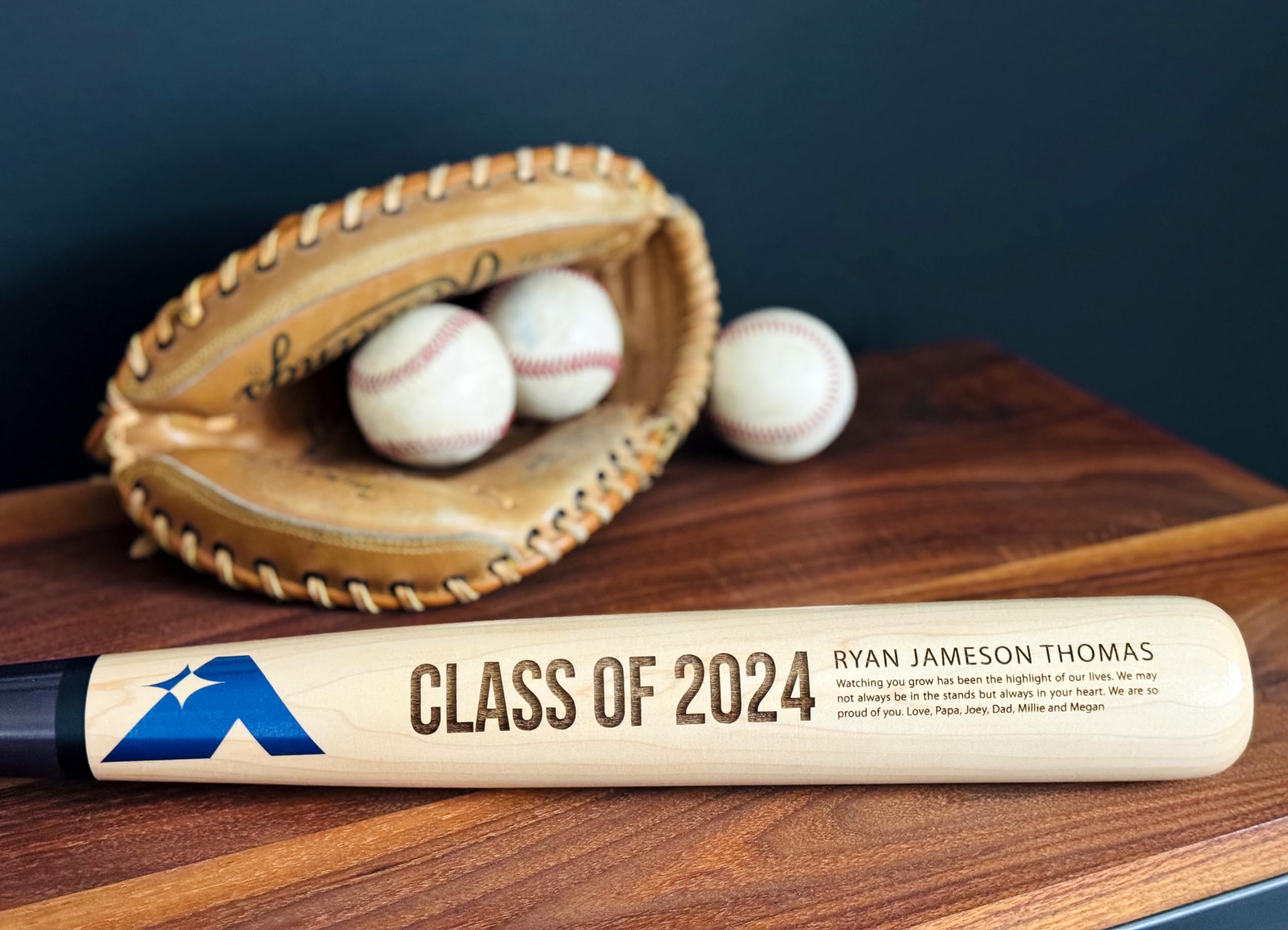 Personalized Engraved Baseball Bat - Unique Graduation Gift for Senior Grads & Commencement - Custom Wooden Baseball Bat with Name Engraving - Perfect for High School/College Graduation Ceremonies & Memory Keepsakes