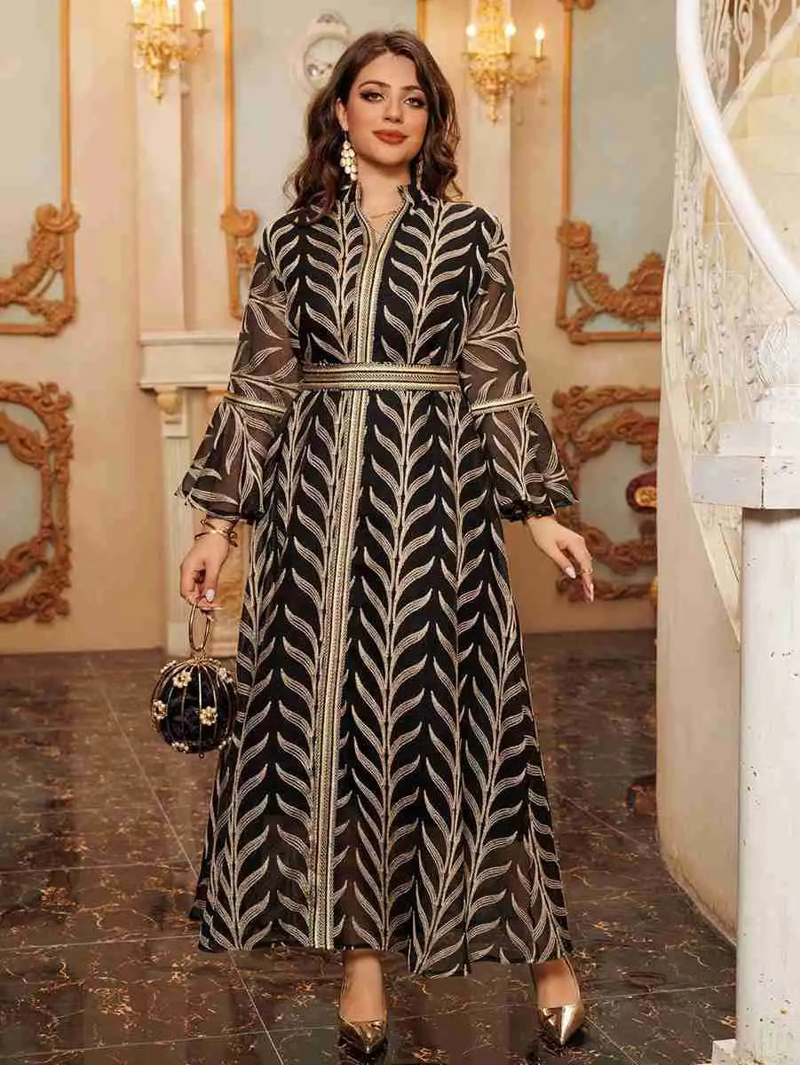 Elegant Eid Doris Embroidered Caftan Dress for Women - Boho Moroccan Kaftan with Intricate Embroidery - Perfect for Eid, Weddings, and Special Occasions