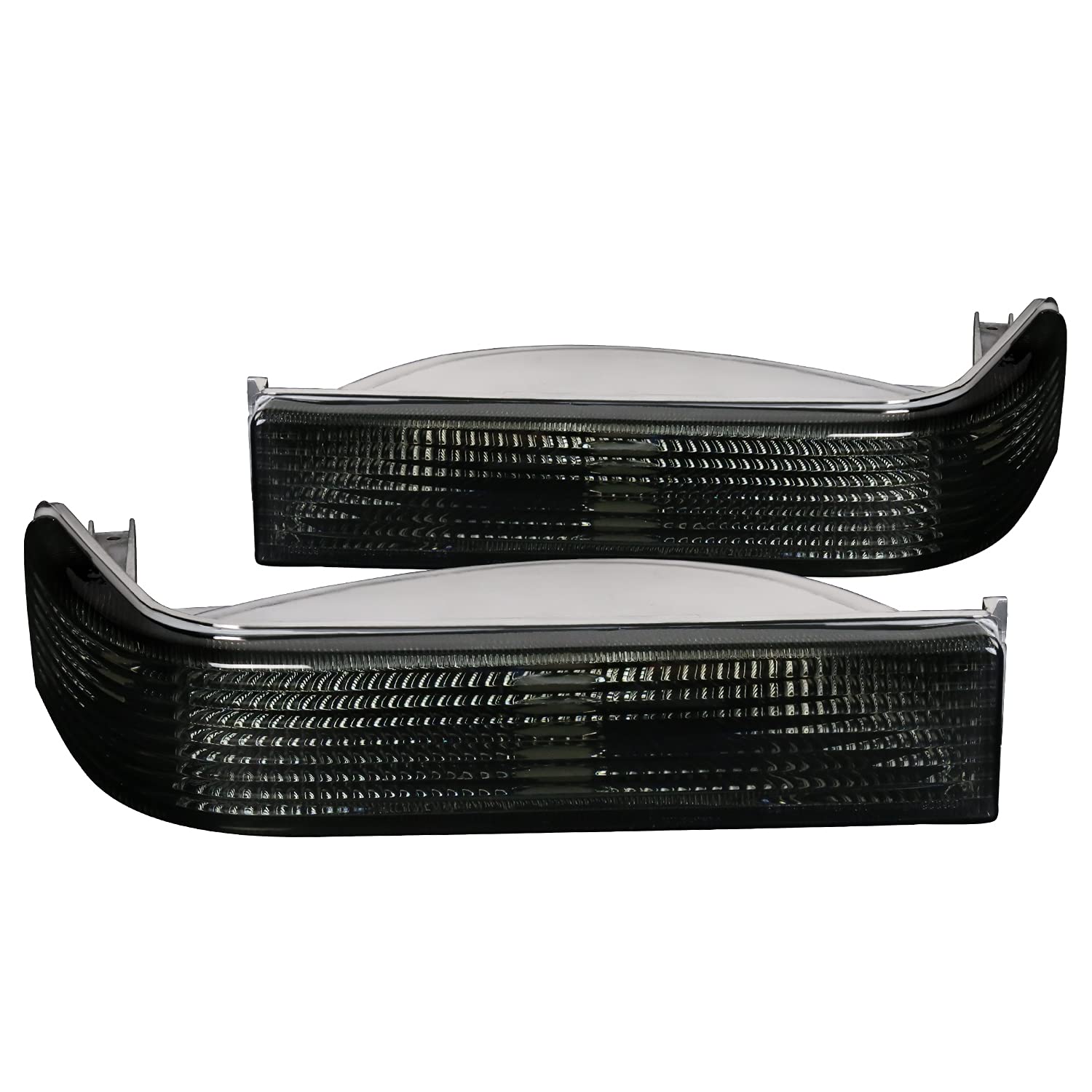 Spec-D Tuning Smoke Headlights & Bumper Lights Kit for 1993-1996 Jeep Grand Cherokee - Left & Right Pair Headlamp Assembly with Corner Lamps - Upgrade Your Off-Road Lighting for Night Driving & Adventure