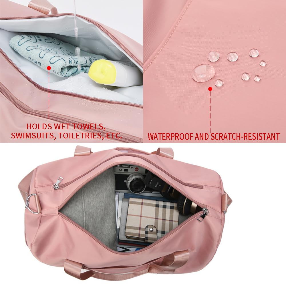 Waterproof Sports Duffel Bag for Gym, Travel & Golf - Large Weekender Tote with Shoe Compartment for Men & Women (Pink) - Perfect for Workouts, Weekend Trips & Sports Gear Storage