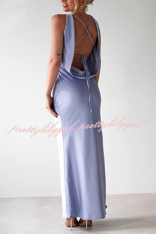Elegant Solid Color Backless Lace-Up Slim Maxi Dress for Women - Perfect for Evening Parties, Weddings & Date Nights