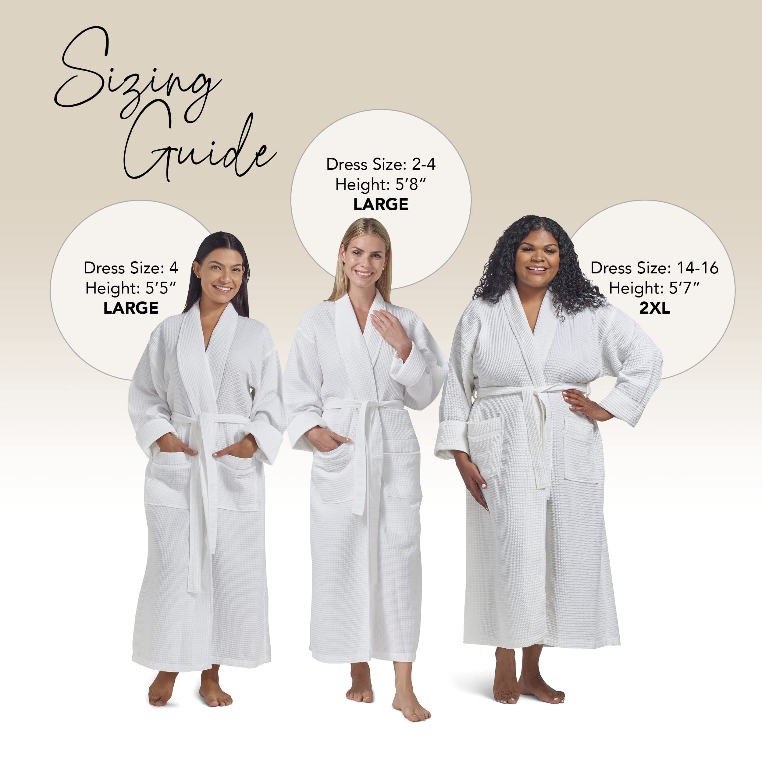 Boca Terry Women's Waffle Knit Bathrobe - Full Length Lightweight Hotel Robe with Shawl Collar in White | Perfect for Spa, Lounge & Gift Giving