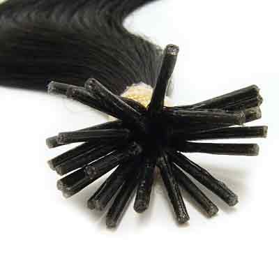 200 Strands Wavy Body Wave Human Hair Extensions - Pre Bonded Keratin Stick Tip I-Tip Micro Ring Link Locks Beads - Color #1 Black for Natural Volume & Length - Perfect for Parties, Weddings & Daily Styling