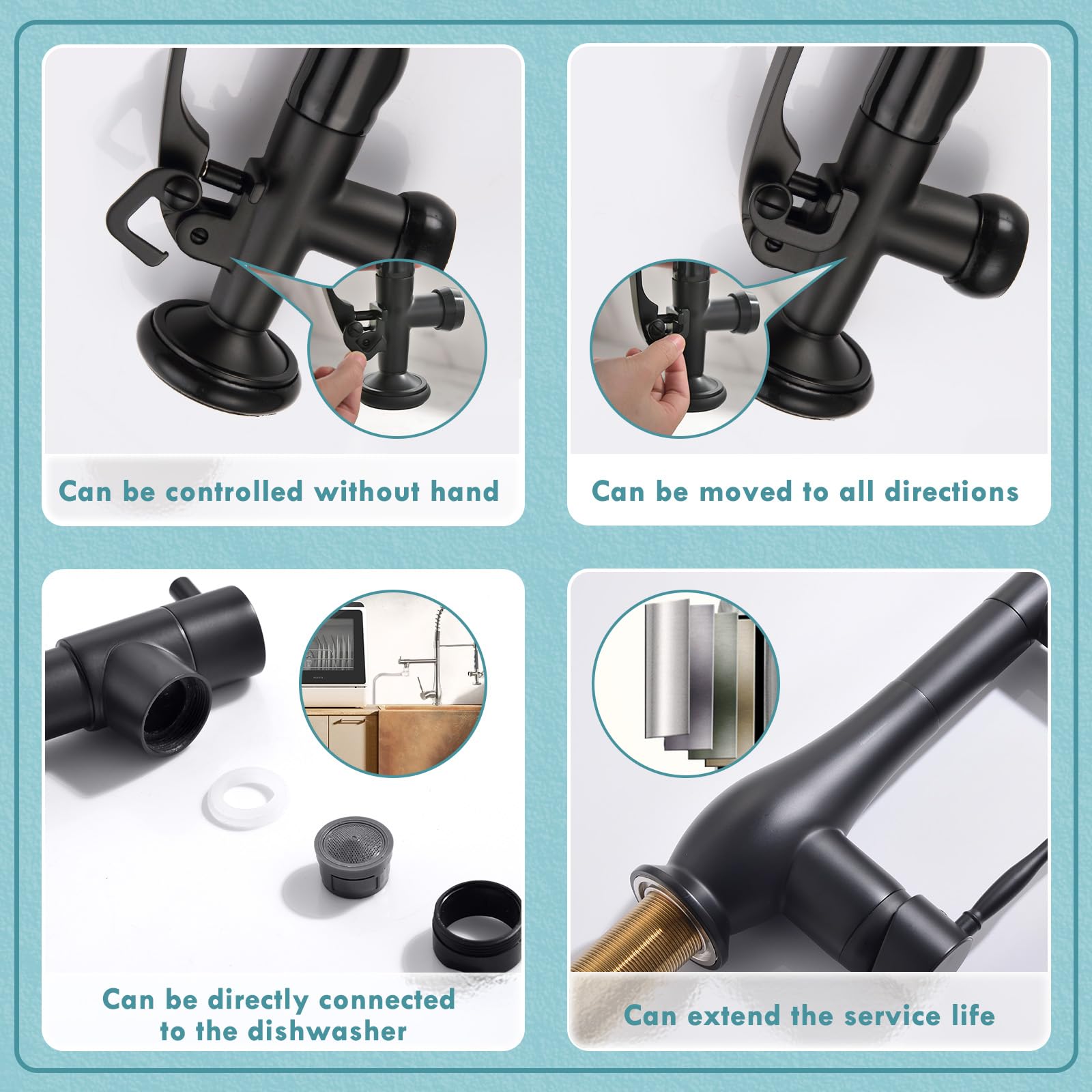 **GIMILI Matte Black Kitchen Faucet with Pull Down Sprayer - Single Handle High Pressure Commercial Sink Faucet - Ideal for Restaurants, Home Kitchens & Bar Use**