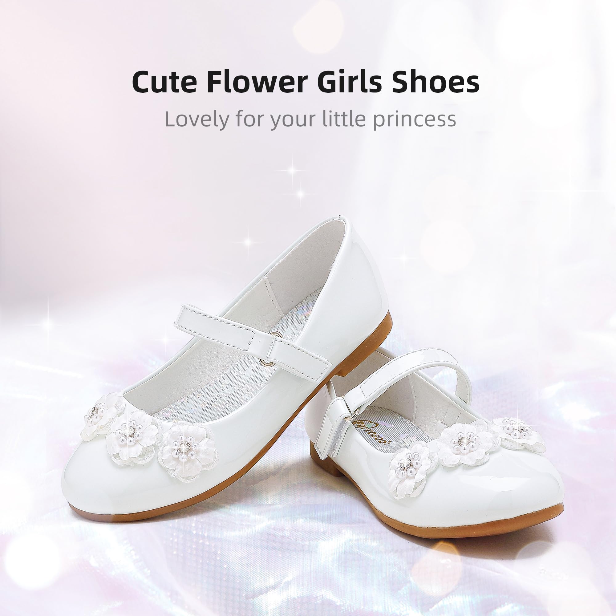 Flower Girl Shoes for Toddlers & Kids - Comfortable Low Heel Princess Wedding Flats | Perfect for Weddings, Pageants & Special Occasions