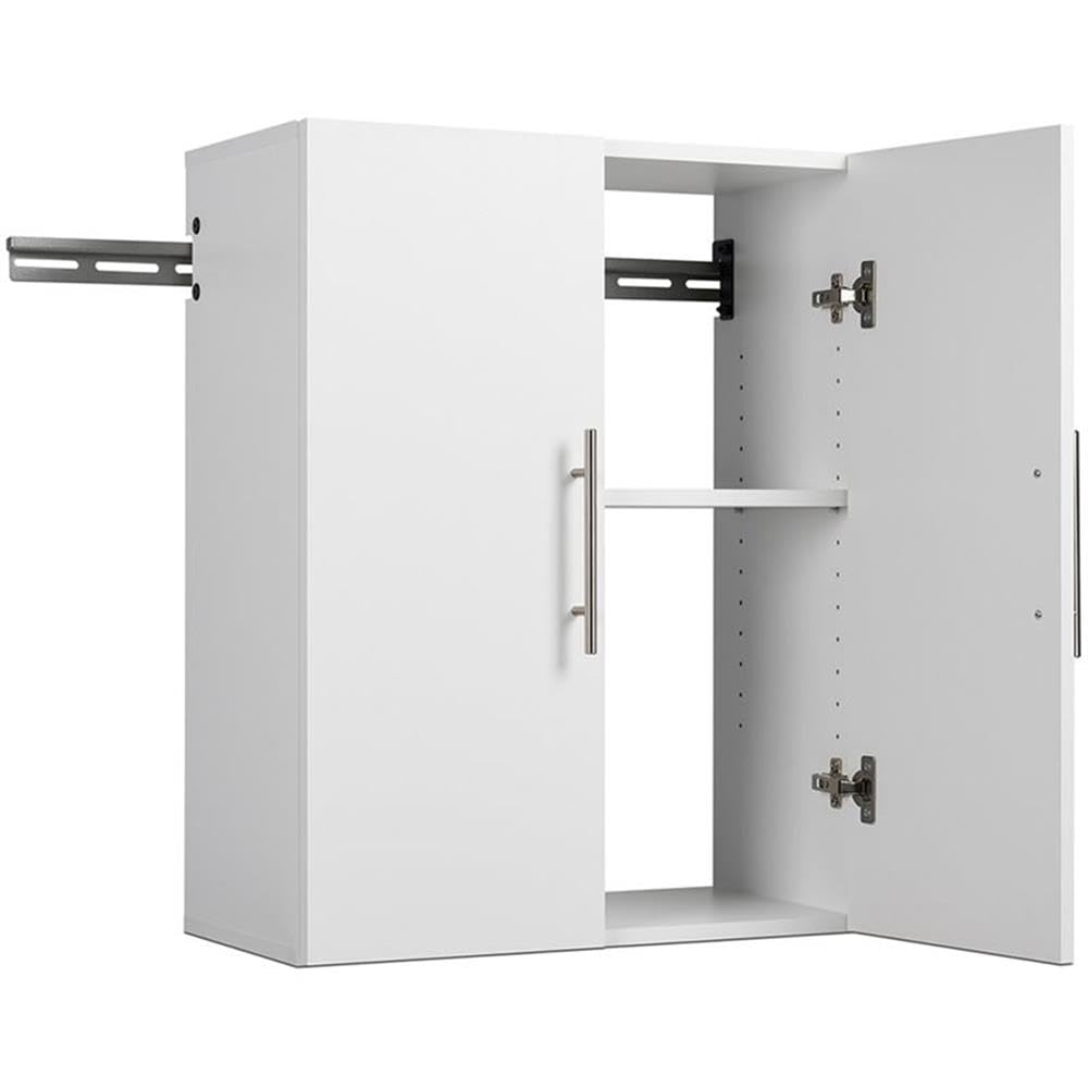 Home Square 2-Piece White Wall Mounted Garage Cabinet Set - Heavy Duty Storage for Tools, Sports Gear & Workshop Organization