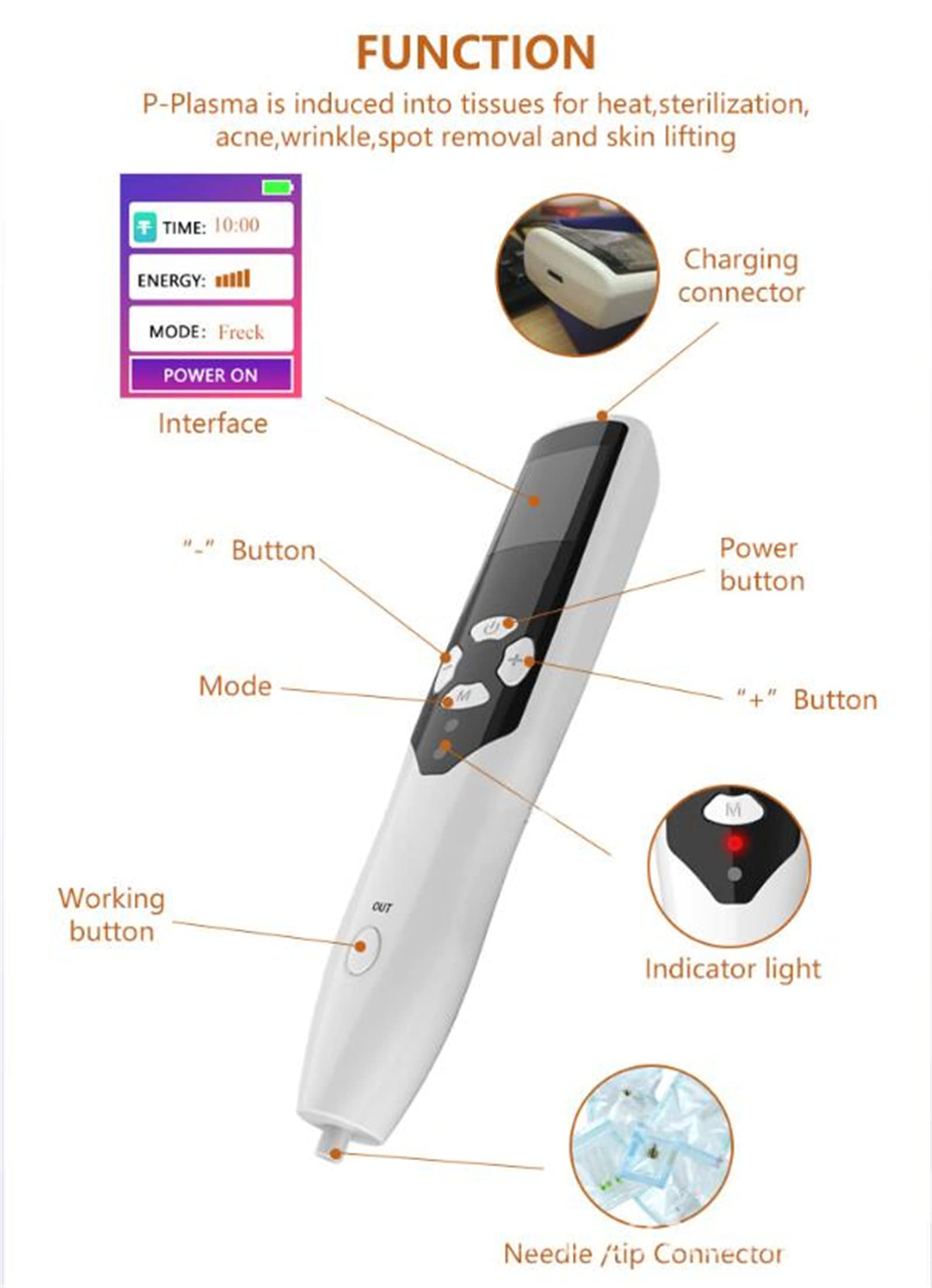 YGMDSL Professional Mole Remover Pen & Plasma Fibroblast Device - Safe Skin Tag, Wart, Freckle & Wrinkle Removal Tool for Face & Body | At-Home Skin Tightening & Dark Spot Treatment | Perfect for Eyelid Lift & Facial Rejuvenation