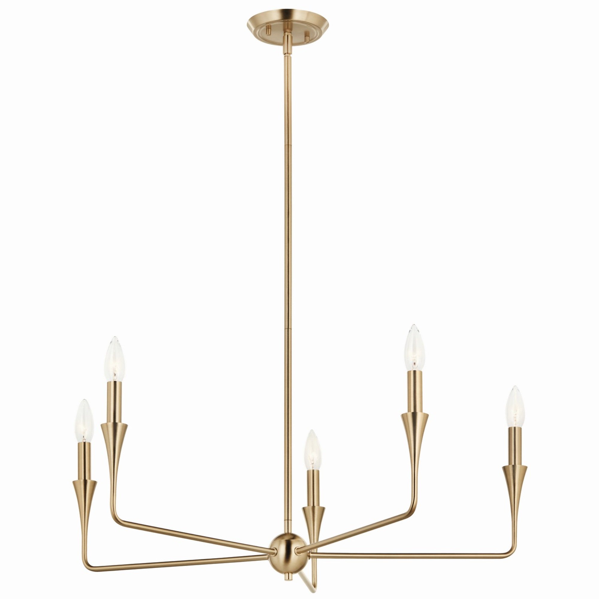 Alvaro 30-Inch 5-Light Chandelier with 1-Tier Design in Champagne Bronze Finish - Perfect for Dining Room, Bedroom, or Foyer Lighting