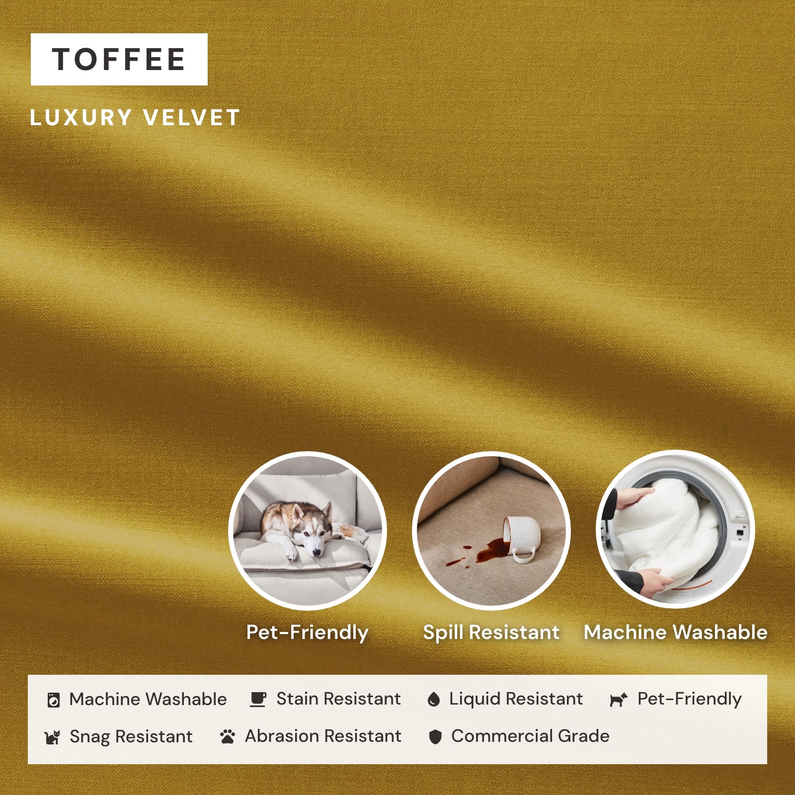 Luxury Velvet Armless Chair Cushion Set - Soft Toffee Color for Living Room, Office & Reading Nook - Comfortable Seat Pad with Non-Slip Backing