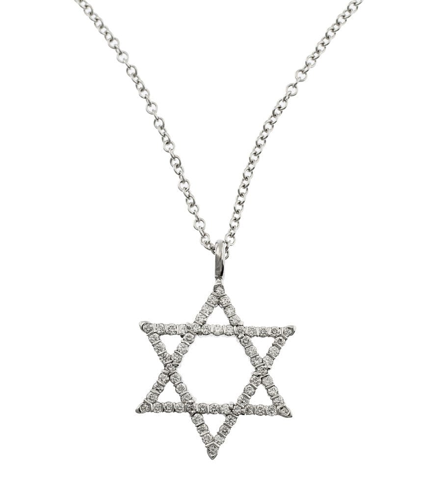 18K White Gold Diamond Star of David Pendant Necklace - Elegant Jewish Jewelry for Hanukkah, Wedding & Special Occasions