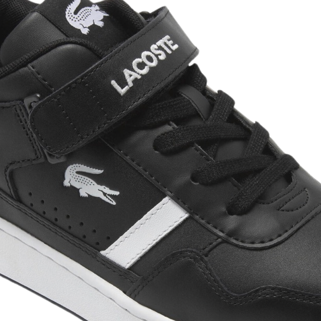 Lacoste Men's T Clip Velcro Sneakers - Black & White Casual Shoes for Walking, Running & Everyday Wear