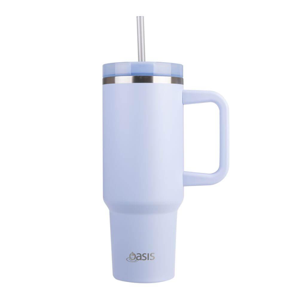 1.2L Insulated Stainless Steel Tumbler with Straw & Lid - Leakproof Travel Mug for Hot & Cold Drinks - Perfect for Commuting, Office & Outdoor Activities (Periwinkle Blue)