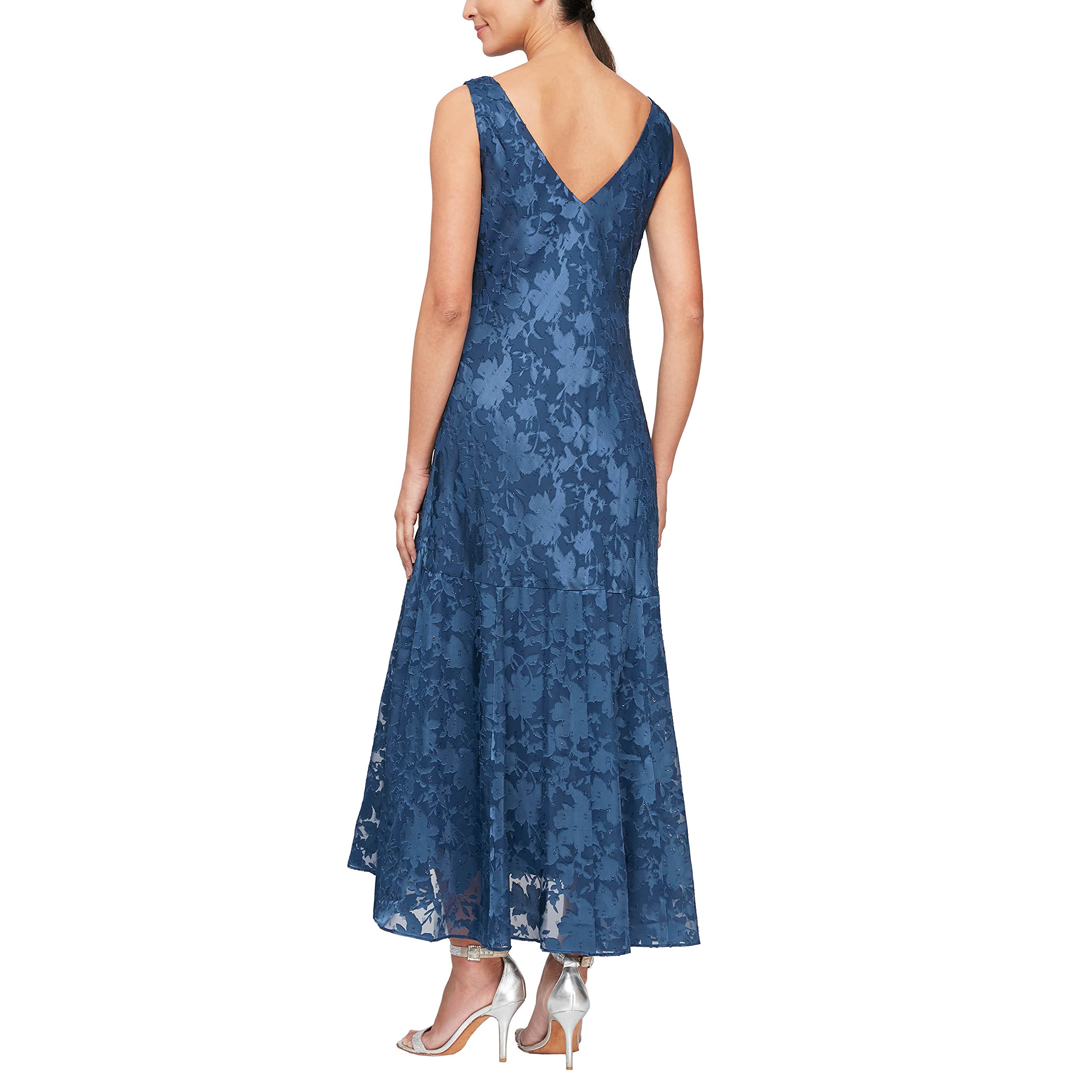 Alex Evenings Women's Formal Sleeveless Cowl Neck Floral Print Gown with Shawl - Elegant Wedding Guest Dress & Mother of The Bride Dress for Evening Parties, Cocktail Events & Special Occasions