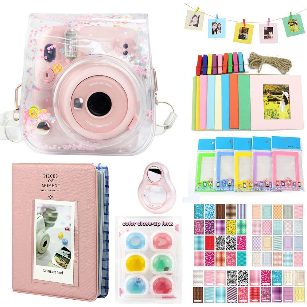 Fujifilm Instax Mini 11 Camera Accessories Kit - Sequin Pink Camera Case, Photo Album, Lens Filters, Decorative Frames | Perfect for Travel, Parties, Scrapbooking & Instant Photo Gifts