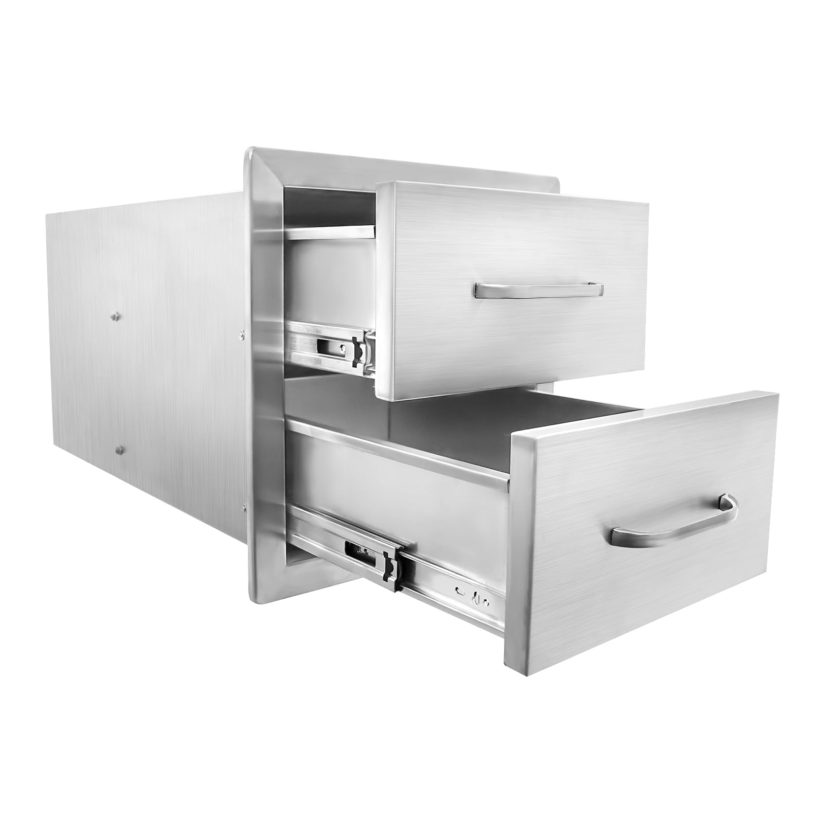 Stainless Steel Outdoor Kitchen Drawer - 2 Pull-Out Cabinets for BBQ Island (14x14.3x23 Inch) - Perfect for Patio & Backyard Cooking