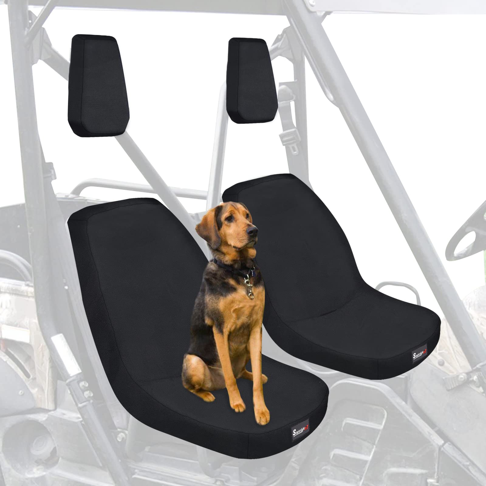 StarknightMT UTV Waterproof Rhino Seat Covers - Heavy Duty 1680D Fabric Black - Compatible with Yamaha Rhino 700/660/450 Models (2004-2021) - Perfect for Off-Roading, Hunting & Outdoor Adventures