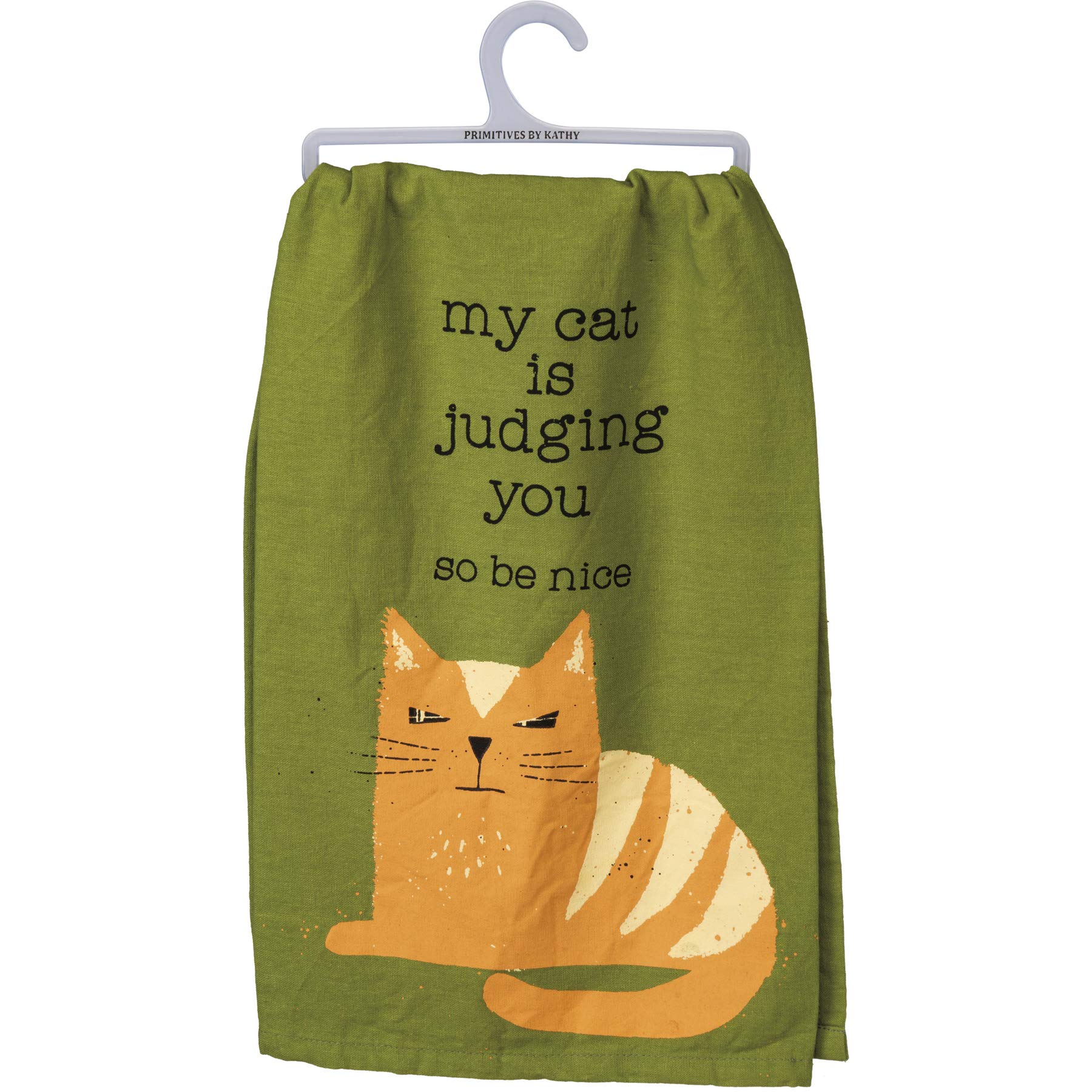 Primitives by Kathy Funny Kitchen Towel - My Cat is Judging You - Cute Cat Themed Dish Towel for Kitchen Decor, Housewarming Gifts & Cat Lovers - Perfect for Cooking, Baking & Home Decor