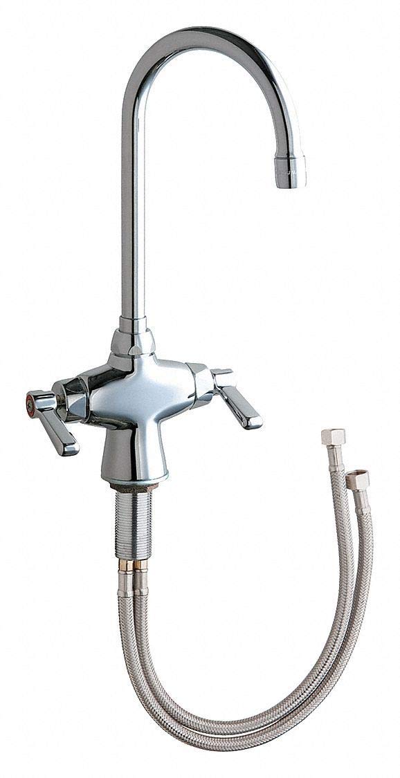 Chicago Faucets Cast Brass Kitchen Faucet - 2-Handle Manual Operation for Sink - Durable Brass Construction - Perfect for Modern Kitchens, Restaurants & Commercial Use