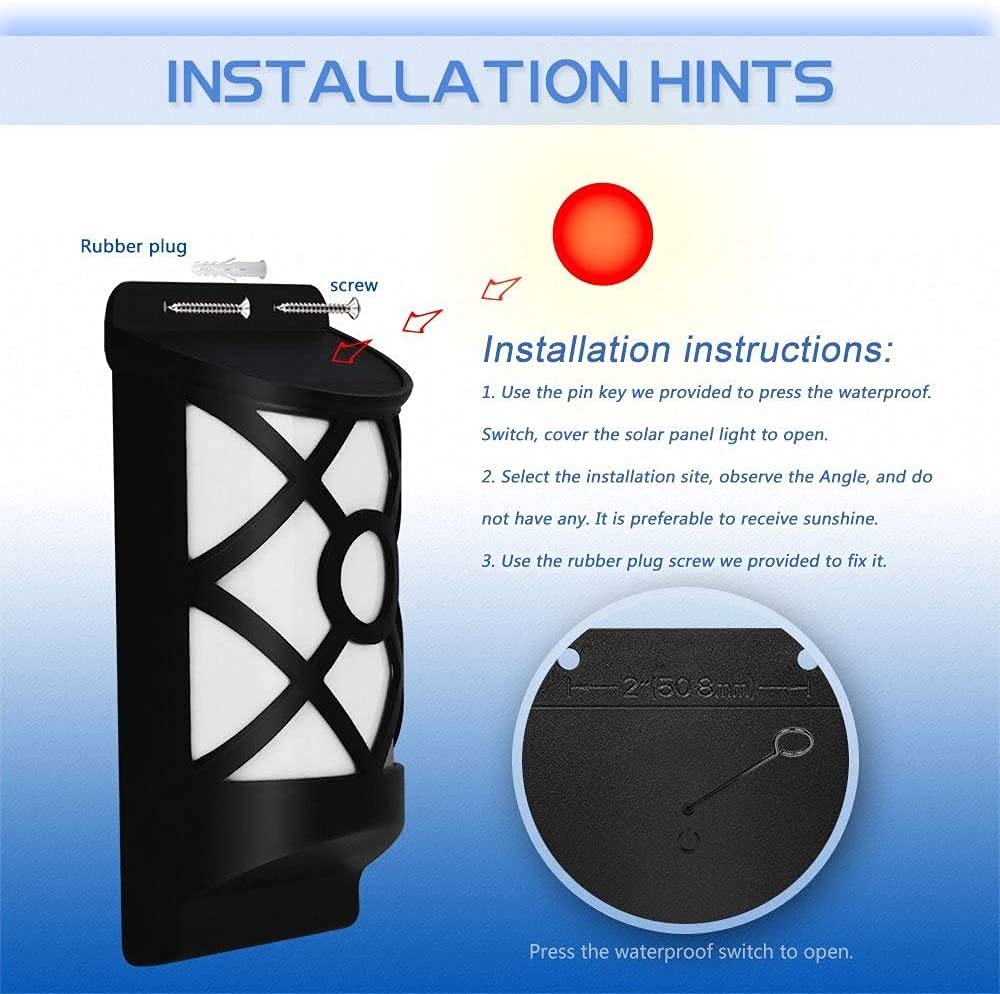 **Aityvert Solar Flame Lights Outdoor - Waterproof 66 LED Flickering Flame Solar Lights with Auto On/Off Dark Sensor - Wall Mounted Solar Powered Night Lights for Patio, Deck, Driveway, Garden & Pathway Lighting**