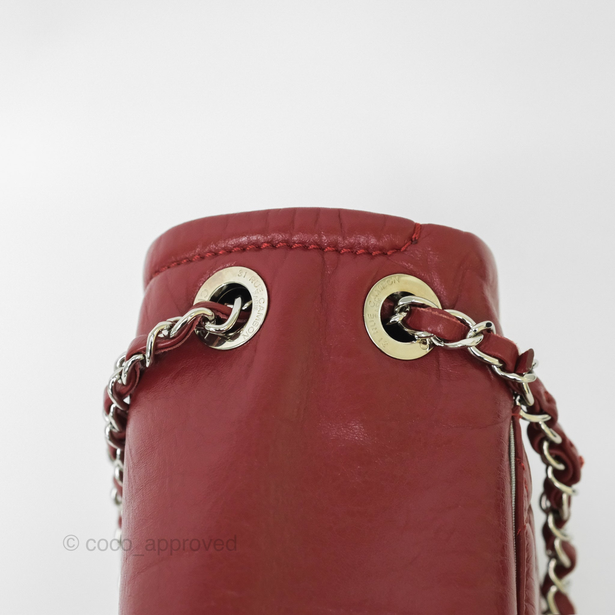 Chanel CC Flap Shoulder Bag in Dark Red Crumpled Leather with Silver Hardware - Luxury Crossbody Bag for Women, Perfect for Date Night & Evening Events