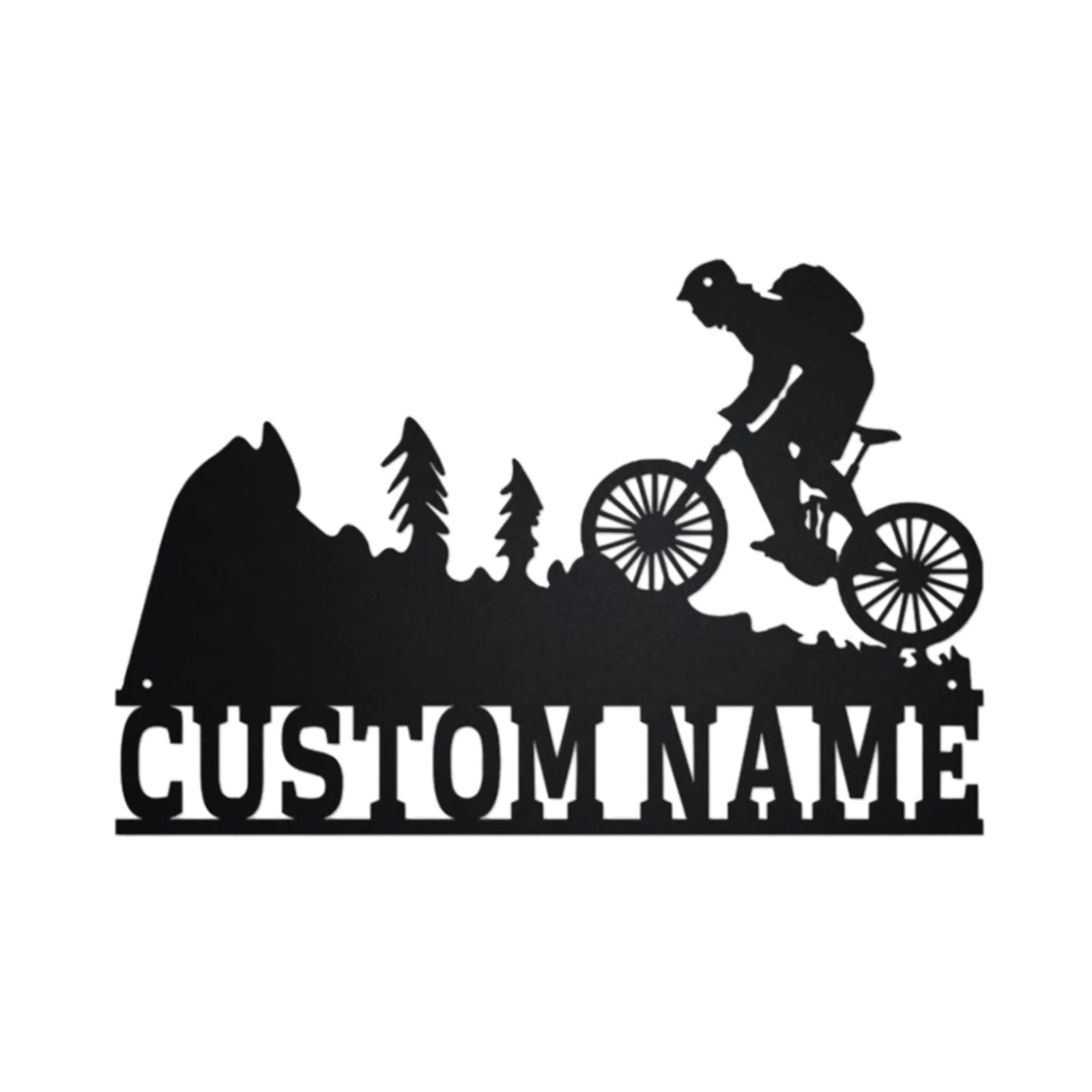 Outdoor Sports Metal Wall Decor - Personalized Hiking & Bicycle Name Sign - Mountain Themed Surname Wall Art - Custom Initial Metal Sign for Home, Cabin & Office Decor