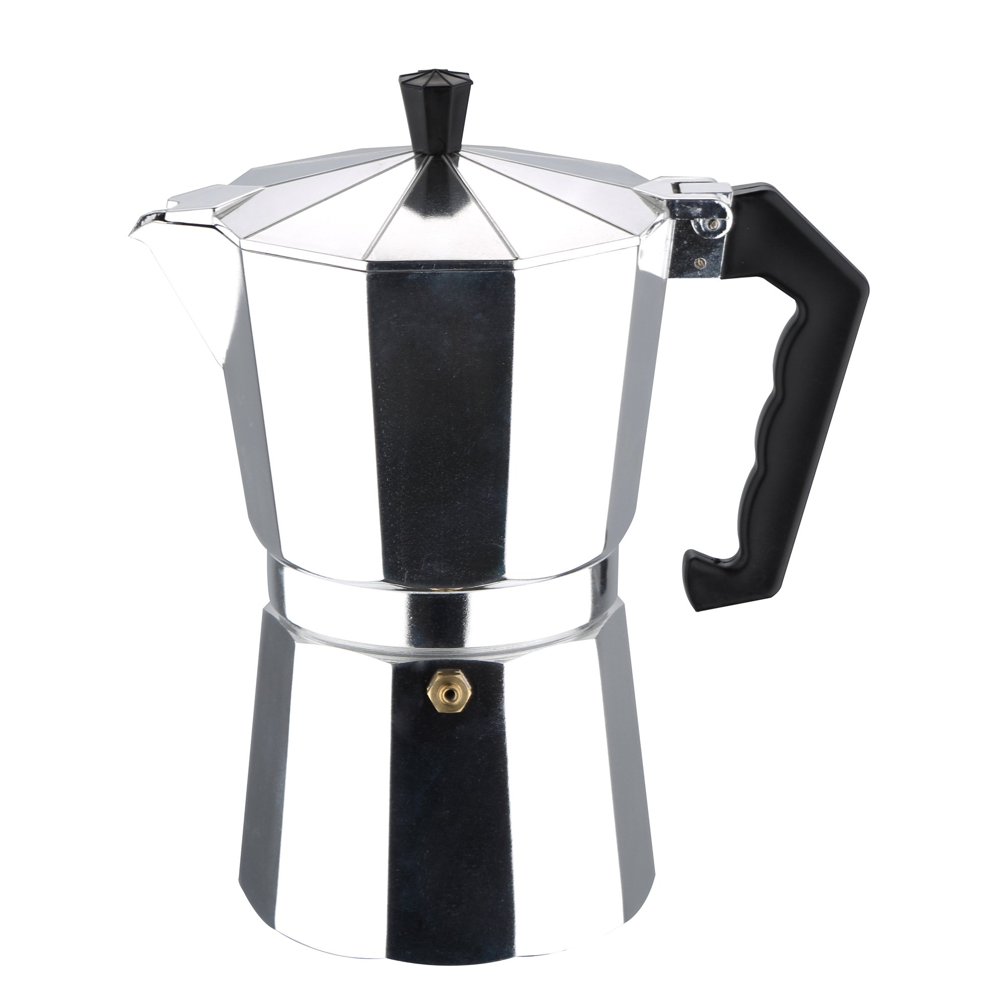 6T Aluminum Bologna Coffee Maker - 30x30x30cm Compact Espresso Machine, Silver - Perfect for Home, Office & Cafe Use