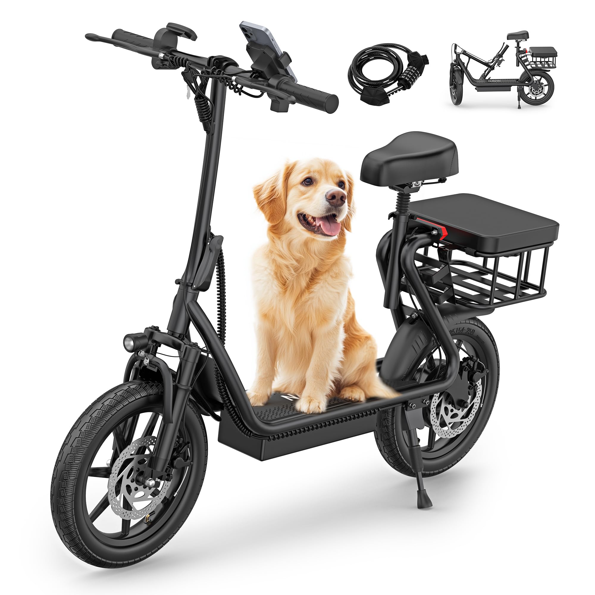 NAVIC Electric Scooter for Adults - 350W/750W Peak Motor, 19-49 Mile Range, 19-22 MPH Top Speed - Foldable E-Scooter with Dual Brake & Suspension System - Perfect for Commuting, Campus Travel & Urban Exploration