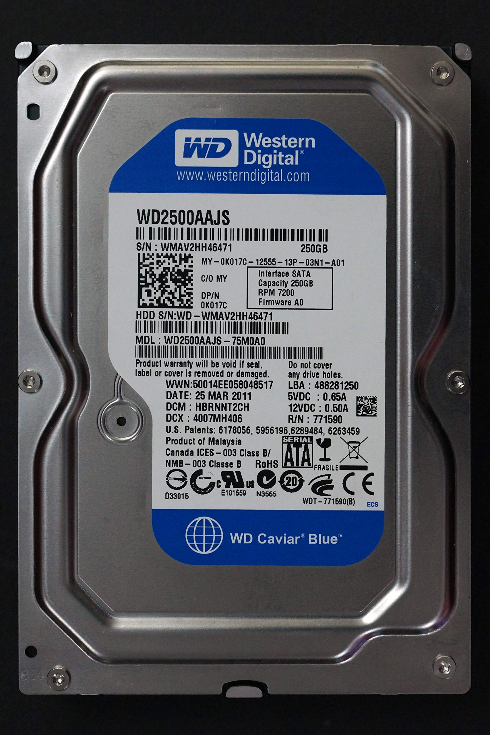 WD 250GB SATA Hard Drive - WD2500AAJS (AAJS-75MA0) for Desktop Computers, Laptops, and External Storage Solutions