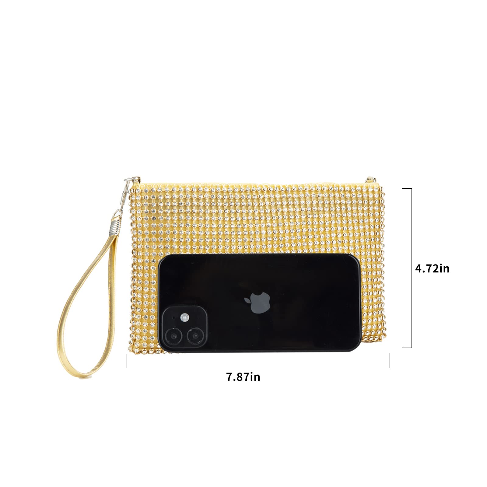 Sparkling Mesh Clutch Purse for Women - Elegant Crystal Evening Wristlet Bag with Phone Pocket | Perfect for Parties, Weddings & Date Nights