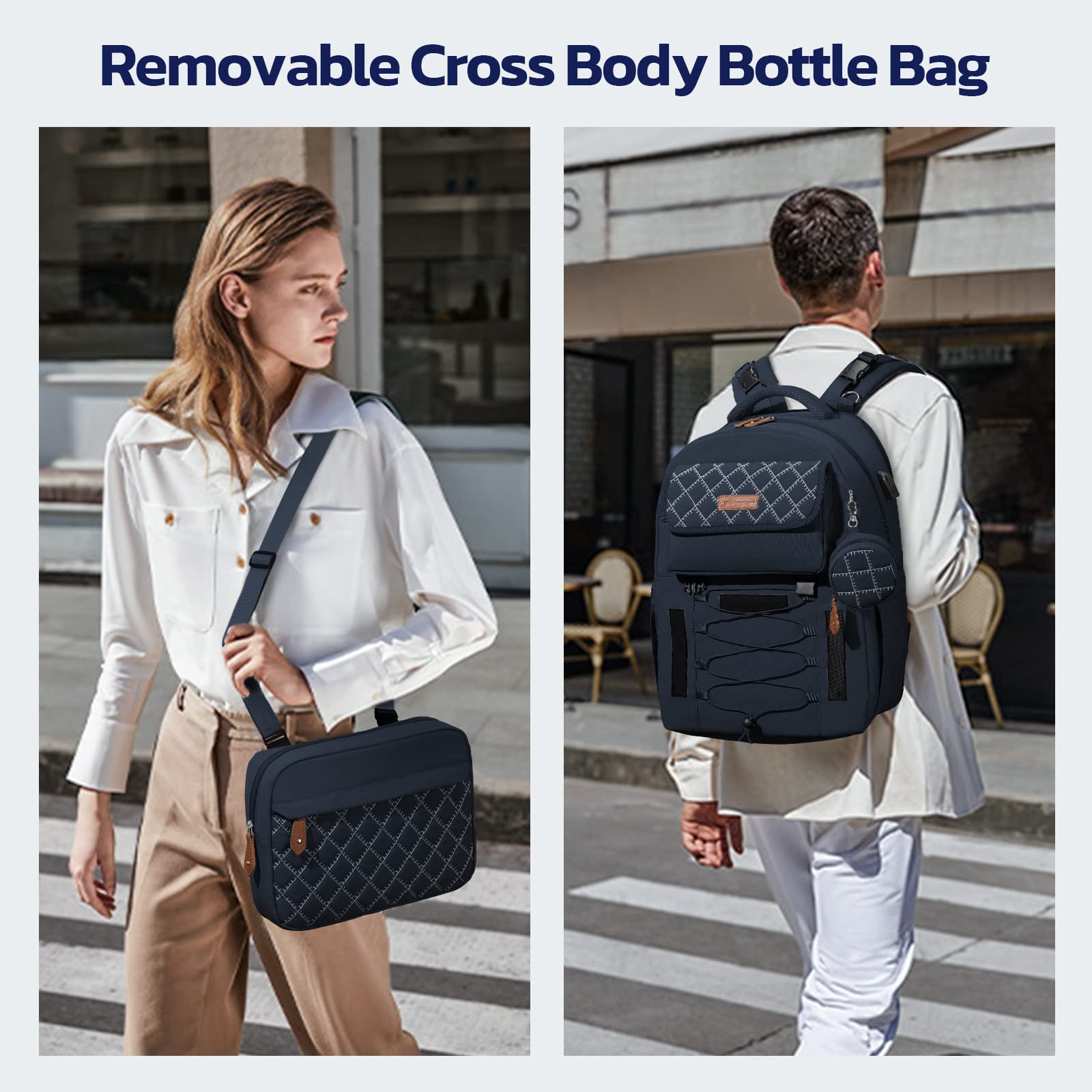 **Maelstrom Expandable Diaper Backpack for Twins & 2 Kids – 45L Large Baby Bag with Removable Crossbody Bottle Holder – Stylish Unisex Nappy Bag for Moms & Dads – Navy Blue – Perfect for Travel, Daycare & Family Outings**