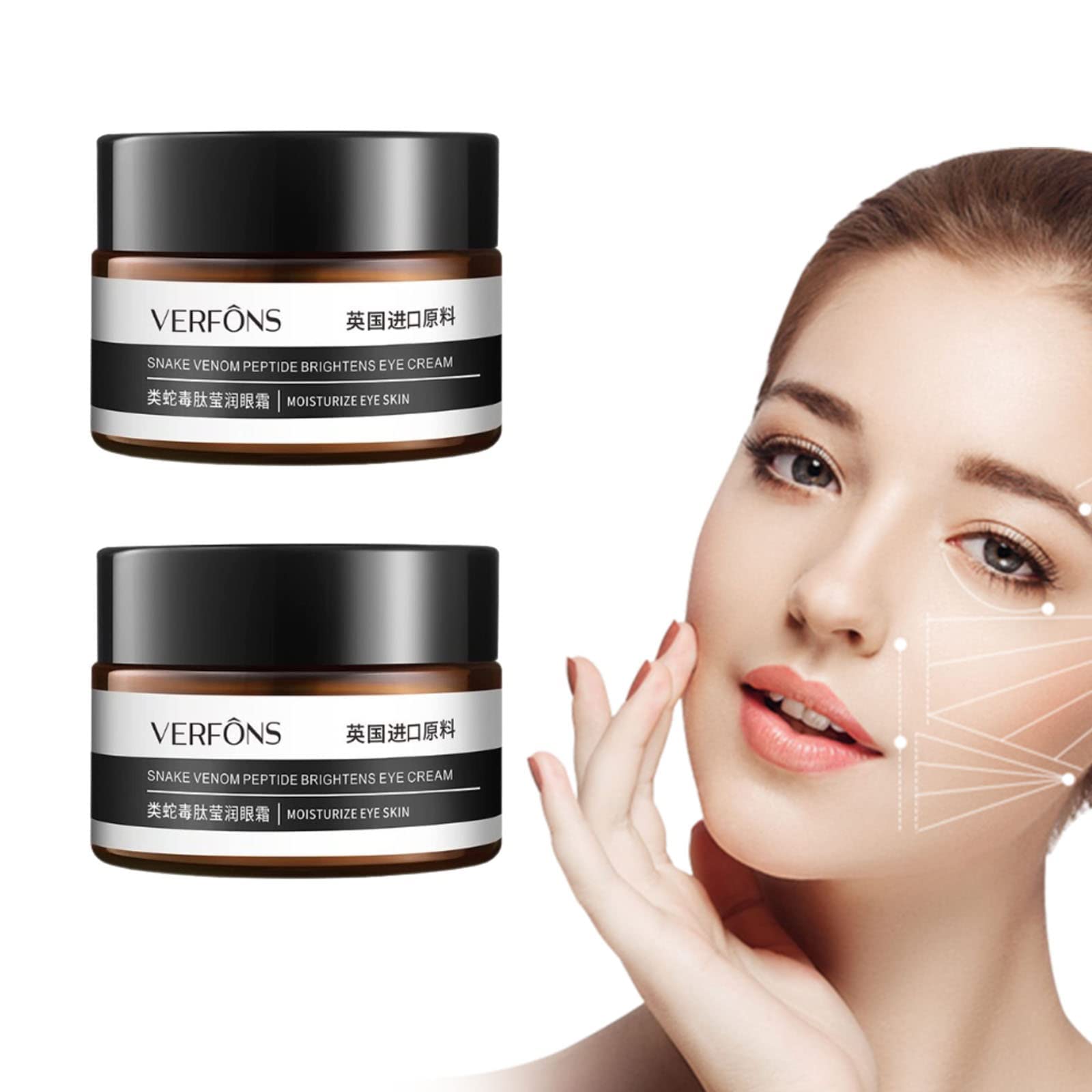 2PCS Verfons Firming Eye Cream - Anti Aging Eye Bag Treatment, Instant Remove Dark Circles & Wrinkles | Snake Venom Formula for Puffy Eyes & Fine Lines | Perfect for Morning Routine & Night Care