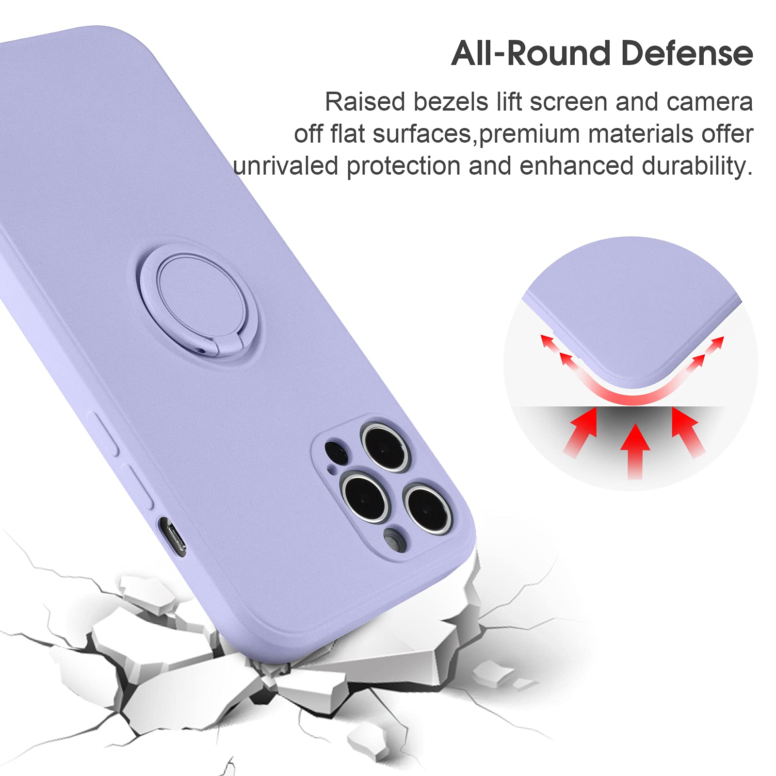 ABITKU iPhone 12 Pro Max Case (6.7-inch 2020) - Premium Silicone Protective Cover with 360° Ring Kickstand & Car Mount Support, Soft Microfiber Lining - Clove Purple | Perfect for Daily Use, Commuting, and Hands-Free Viewing