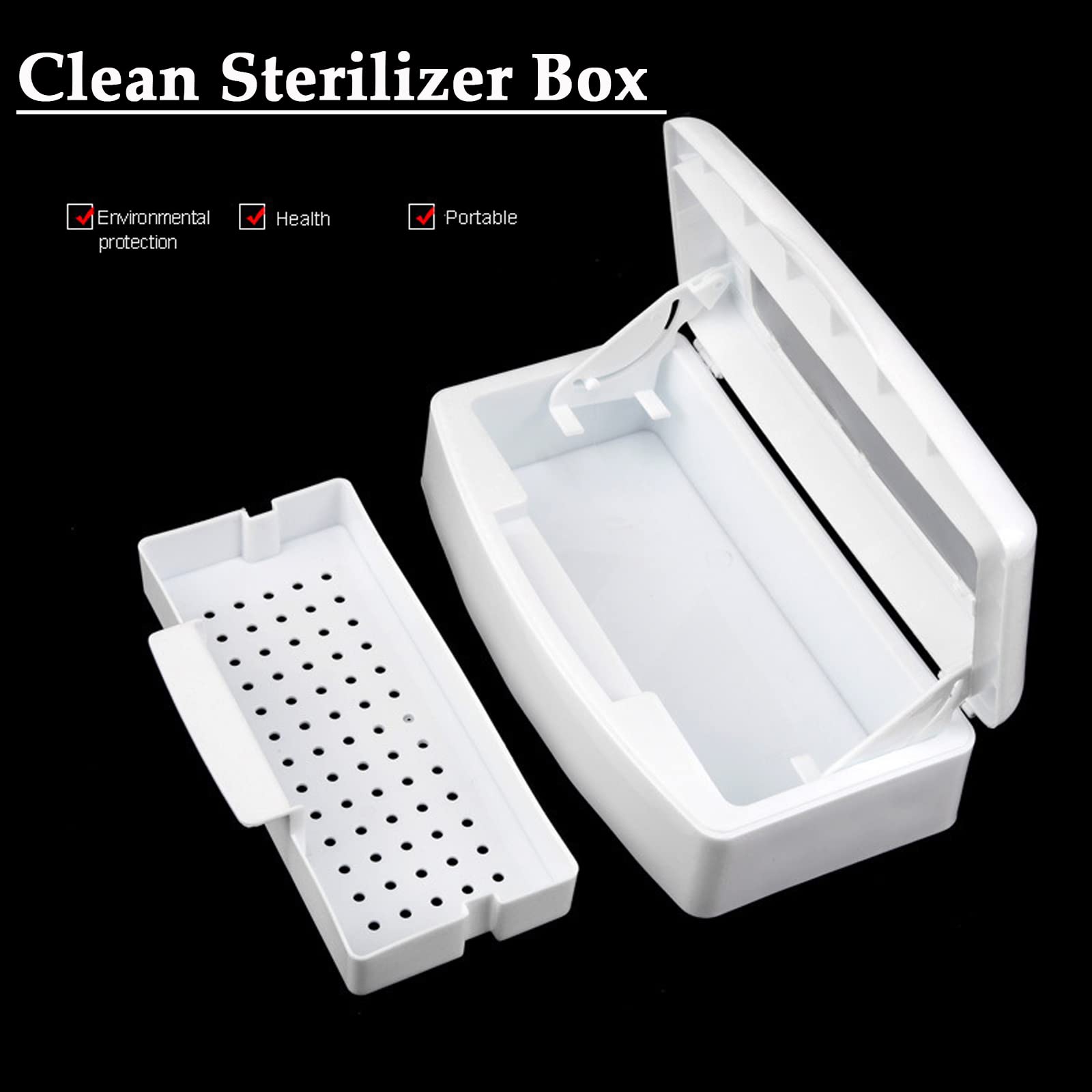 Professional Nail Art Tool Sterilizer Tray - Plastic UV Sterilizing Storage Box Organizer for Salon, Spa & Manicure Equipment - Sanitizes Nail Tools, Tweezers & Cutters (White) - Perfect for Nail Salons, Home Manicures & Beauty Professionals
