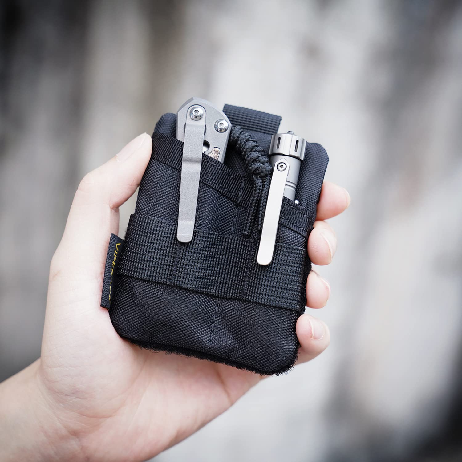 VIPERADE VE13 Mini EDC Pouch - Compact 3-Pocket Organizer with Hook & Loop Panel, Small Multitool Bag for Everyday Carry (EDC) - Perfect for Tactical Gear, Camping, Hiking & Outdoor Adventures