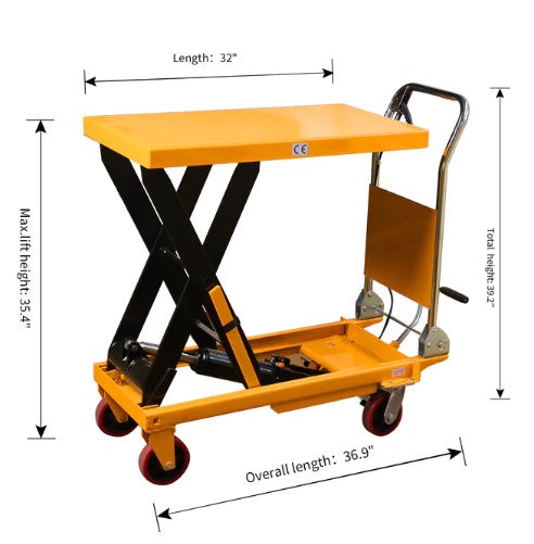 Apollolift A 2001 Single Scissor Lift Table - 660 lbs Capacity, 35.4