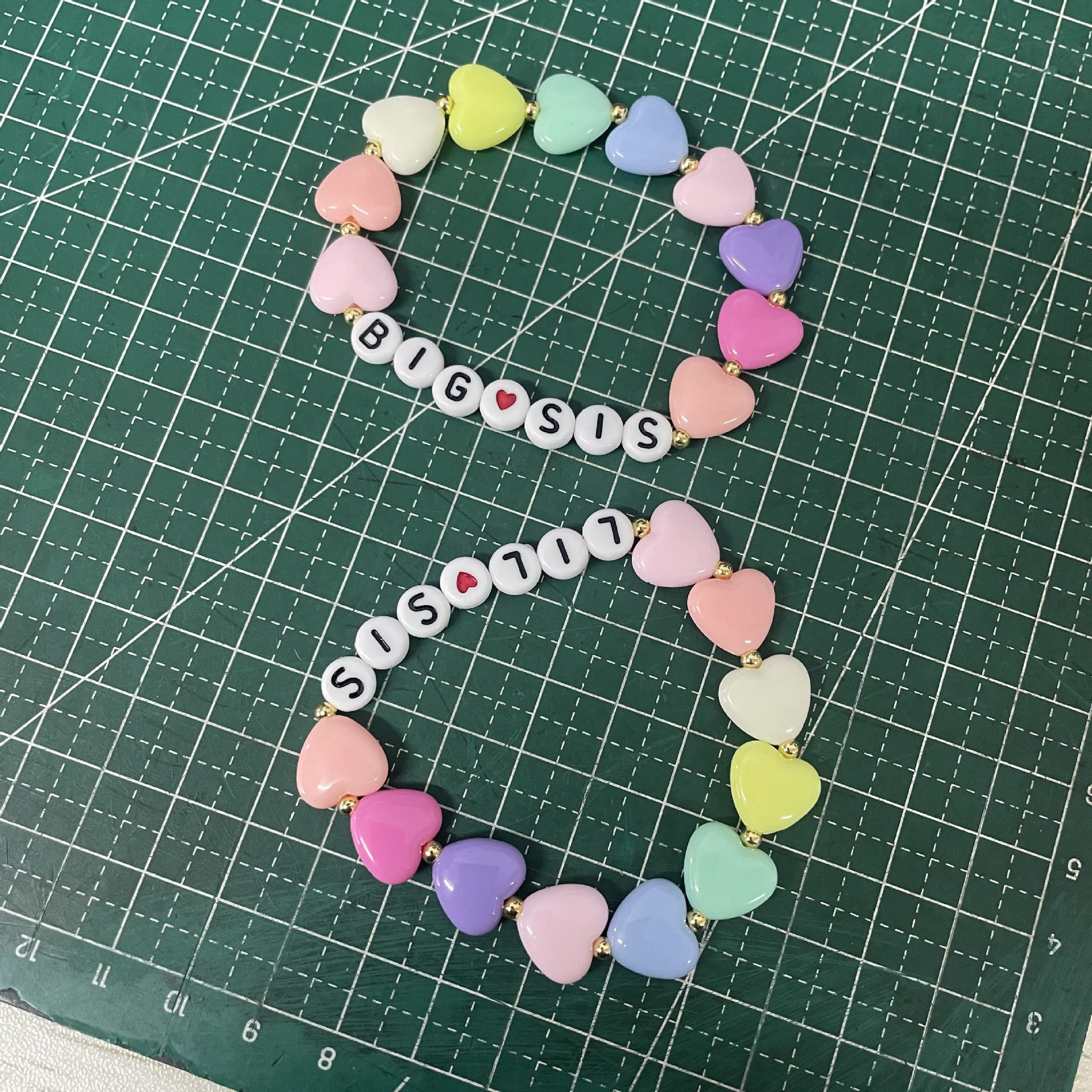 Pastel Rainbow Heart Big Sister Bracelet - Cute Little Sister Gift for Birthday & Announcement - Matching Sister Jewelry for Special Occasions & Everyday Wear