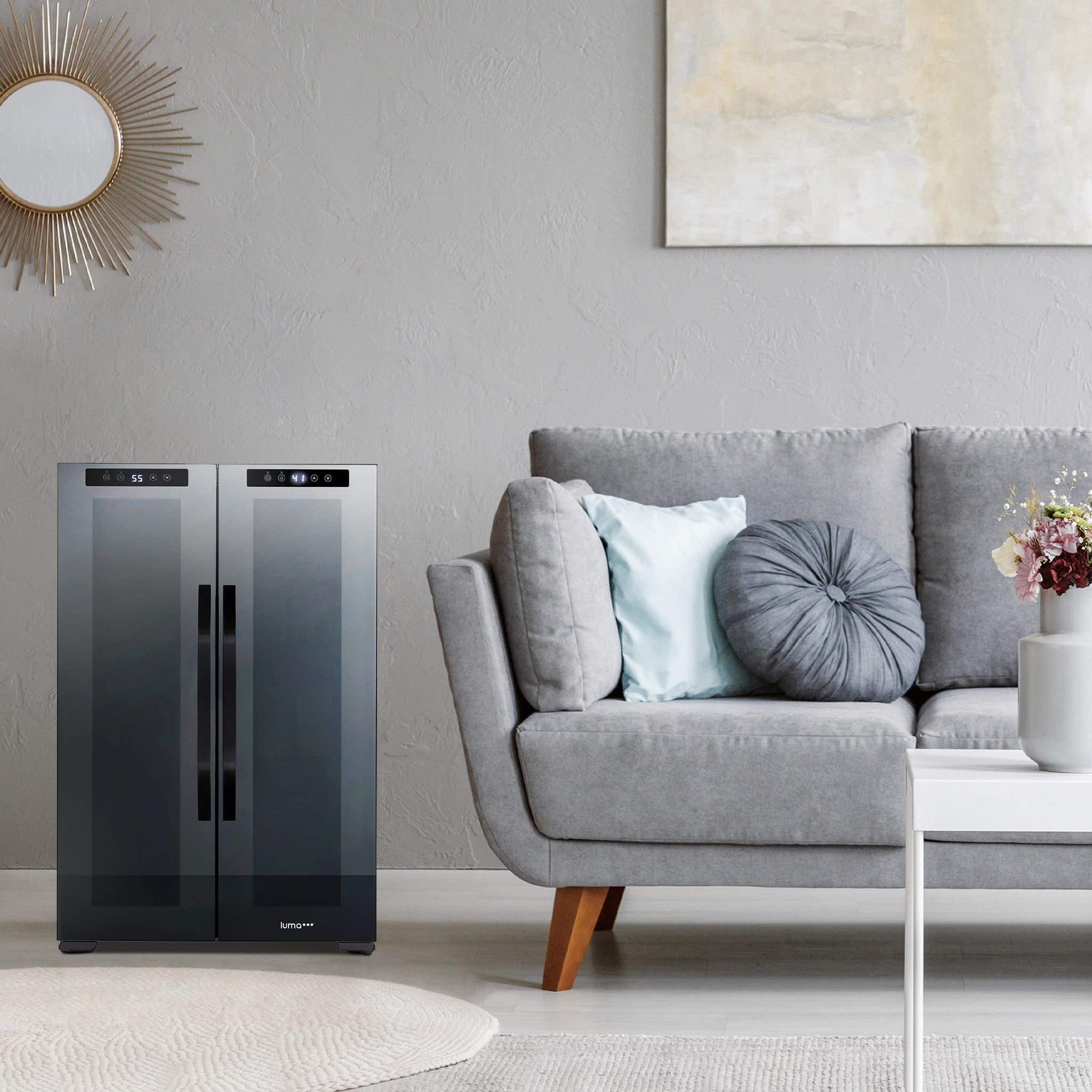 Luma Comfort 39 Can 12 Bottle Freestanding Dual Zone Beverage Refrigerator - Perfect for Home Bars, Offices, and Entertaining Guests