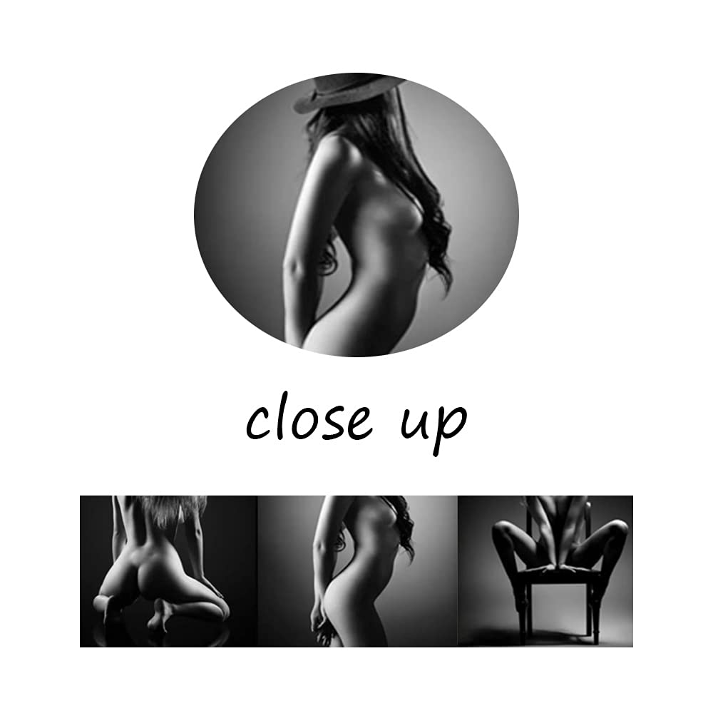 Modern Abstract Nude Woman Canvas Wall Art Set - 3 Piece Black & White Framed Prints (24