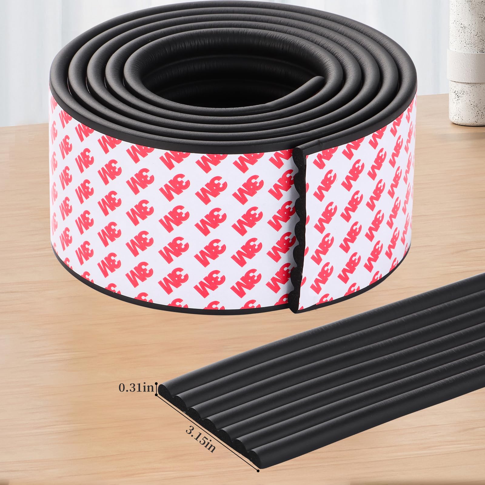 Baby Proofing Corner Protectors - Self-Adhesive Furniture Edge Guards for Tables, Desks & Fireplaces - Soft Widen Edge Bumper with Strong Adhesive (Black, 6.6ft) - Perfect for Childproofing Homes & Protecting Toddlers from Sharp Corners