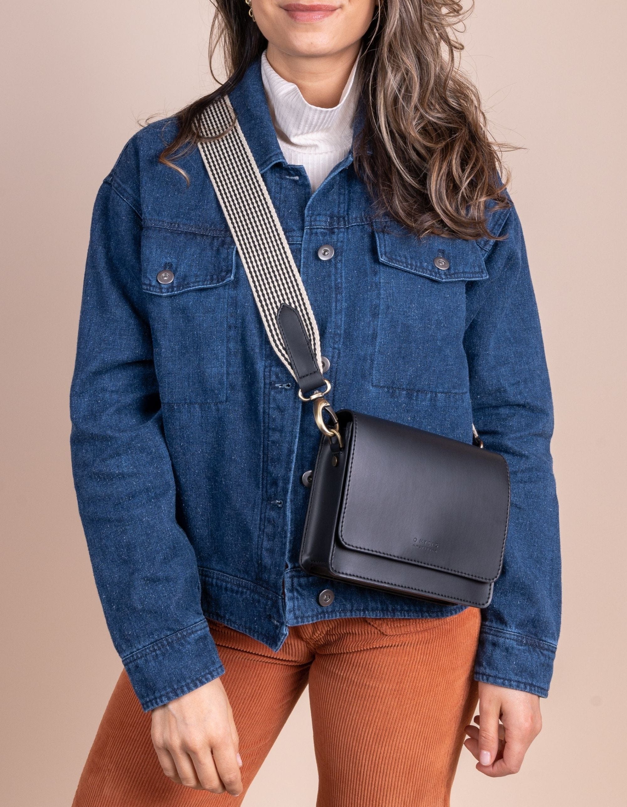 Mini Audrey Vegan Leather Crossbody Bag for Women - Black | Stylish & Eco-Friendly Apple Leather Purse for Everyday Use, Work, and Travel