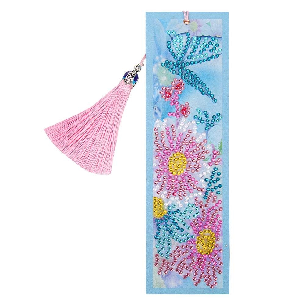 5D Diamond Painting Bookmarks Kit - Flower Rhinestone PU Leather DIY Craft Bookmarks with Tassels for Adults & Kids | Perfect for Scrapbooking, Journaling, Gift Making & Relaxation Activities