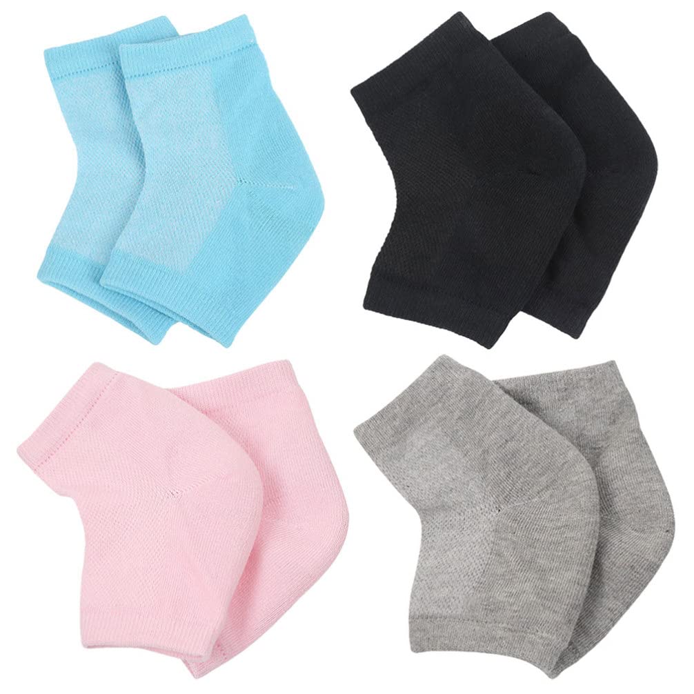 FRCOLOR Moisturizing Toeless Socks for Women & Men - 4 Pairs Half Feet Socks for Cracked Heels - Soft Breathable Cotton Socks for Home, Spa, Yoga, and Relaxation