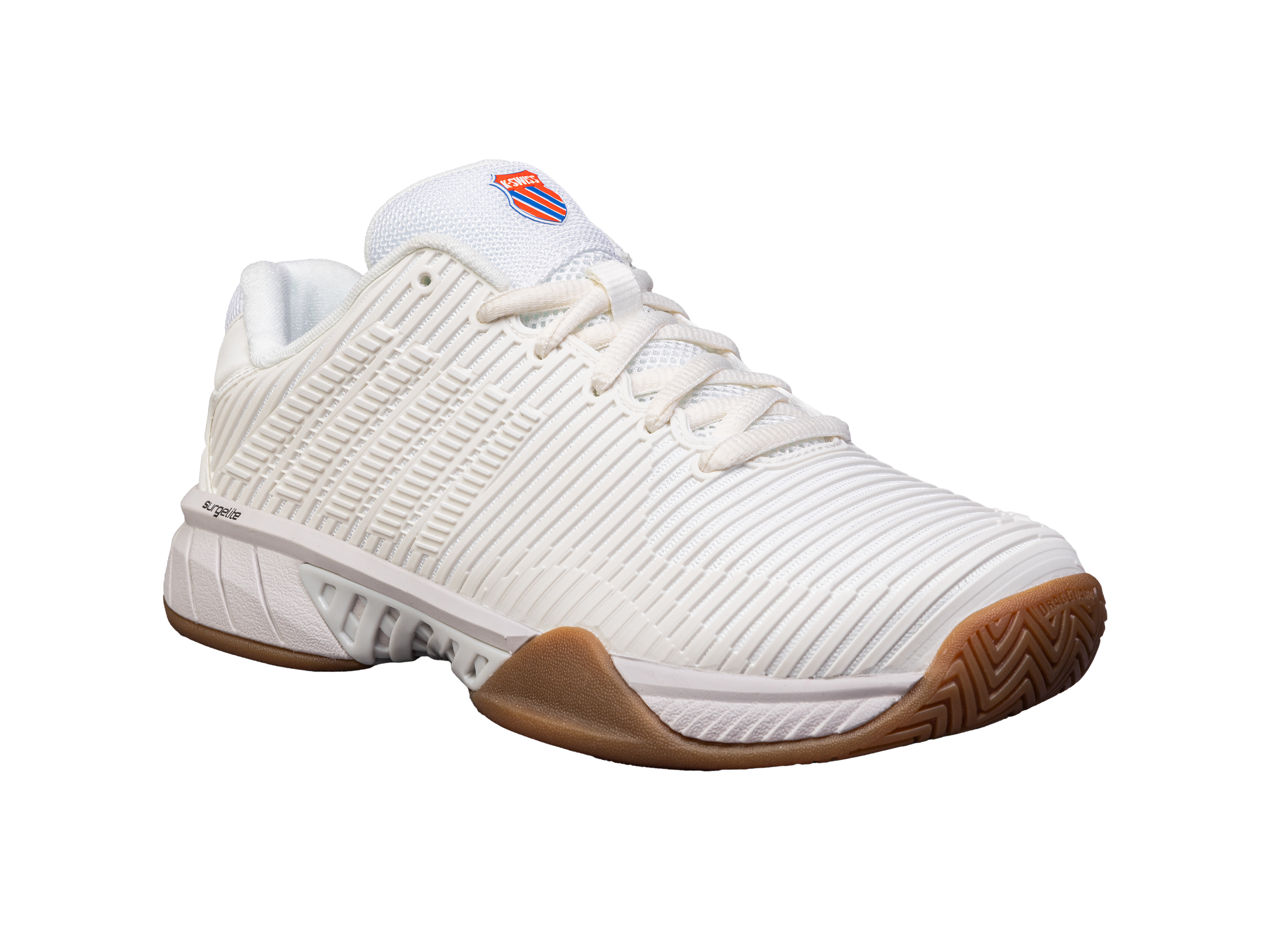Hypercourt Express 2 Indoor Tennis Shoes for Men - 94397 954 M | Bright White/Gum | Lightweight & Durable for Competitive Play & Training