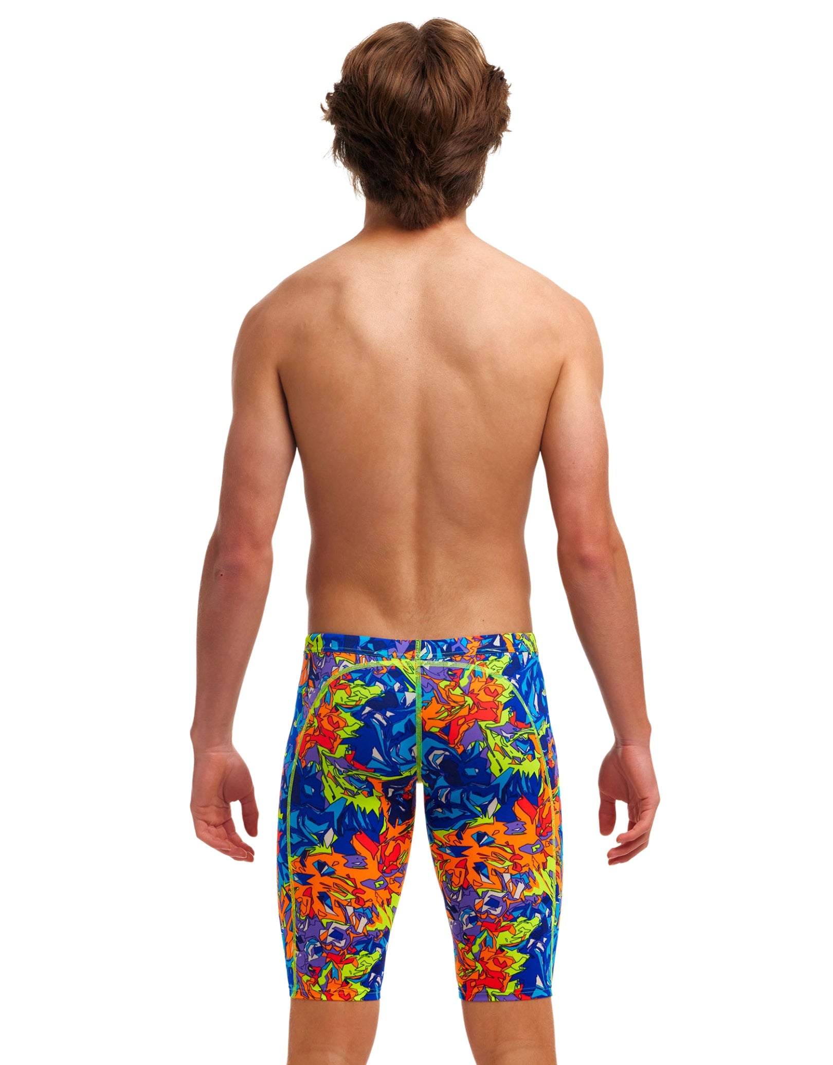 Boys' Mixed Mess Training Swim Jammer - Quick-Dry Swim Trunks for Competitive Swimming & Water Sports - Blue/Multi Color - Perfect for Swim Practice, Beach & Pool Activities