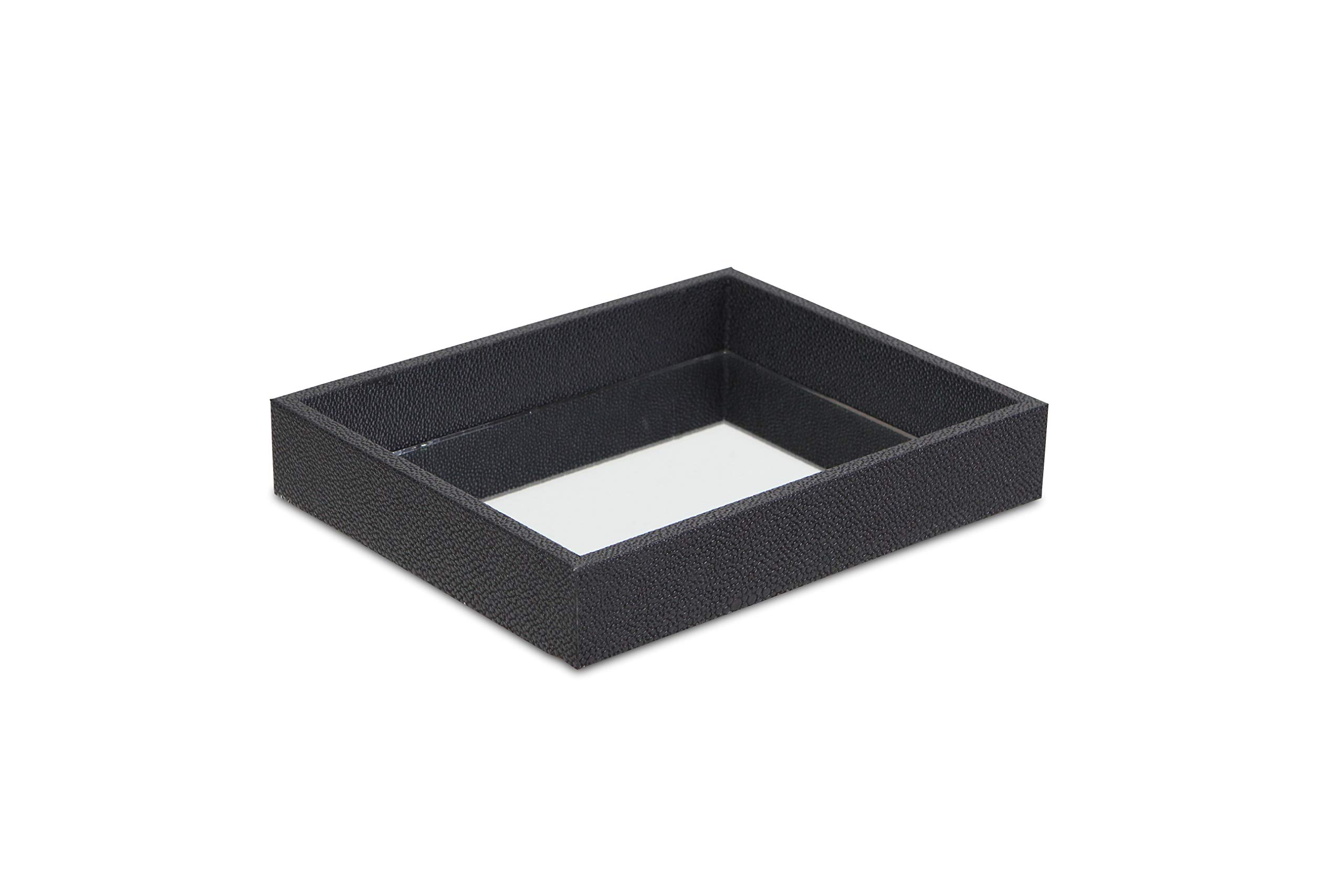 Cheung's FP-3987BK Black Raised Bubble Tray with Mirror - Organize Jewelry, Cosmetics & Small Accessories - Perfect for Vanity, Bathroom & Travel Use